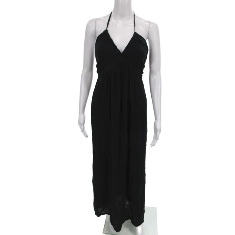 Michael Stars Women Maxi Dress Black Halter Sleeveless Cotton Boho Size S